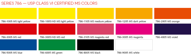 Series 786 USP Class VI Certified MS Colors